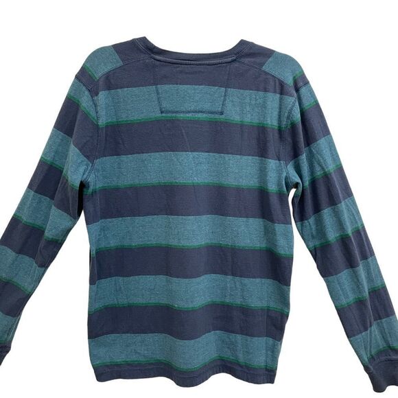 Quiksilver men’s striped blue green long sleeve thermal top crewneck size medium - Picture 4 of 8